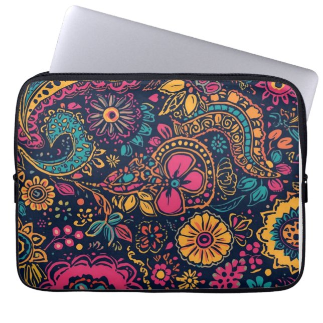 Floral Paisley Pattern Laptop Sleeve (Front)