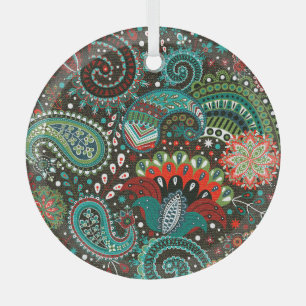 Floral paisley: seamless pattern elements. glass tree decoration