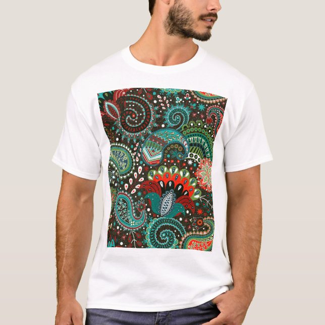 Floral paisley: seamless pattern elements. T-Shirt (Front)
