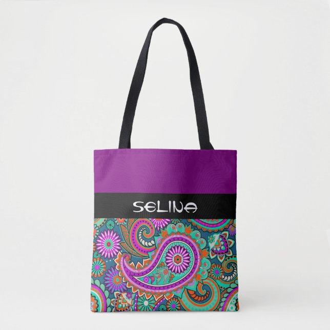Floral Paisley seamless pattern II + your ideas Tote Bag (Front)