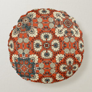 Floral Paisley Tapestry Fabric Print Round Cushion