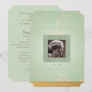 Floral Pale Green In Loving Memory Template Invite