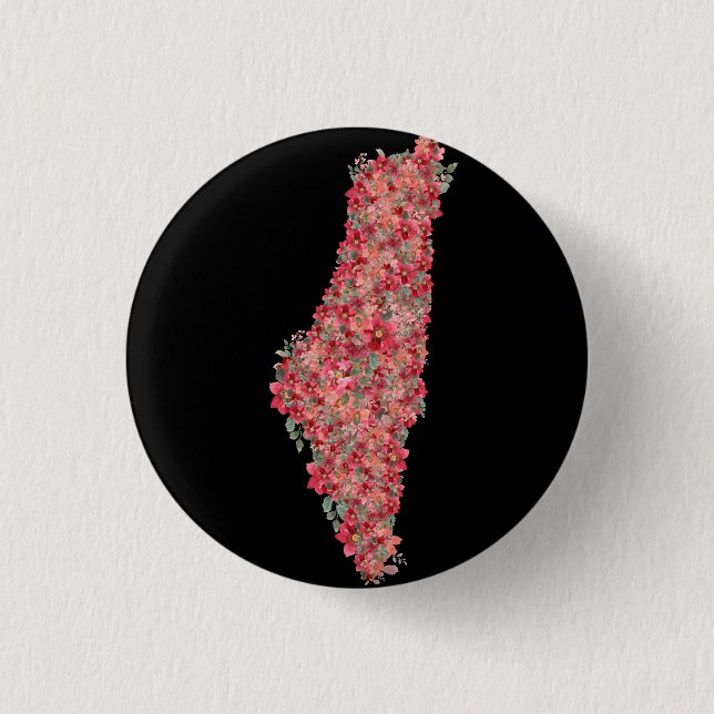 Floral Palestine map art-freedom for palestinians  3 Cm Round Badge (Front)