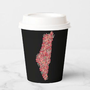 Floral Palestine map art-freedom for palestinians Paper Cups