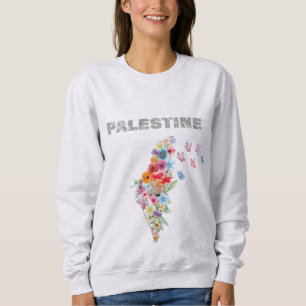 Floral Palestine Map Design Pro Palestine Sweatshirt