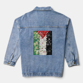 Floral Palestine Map - Free Palestine Map T-shirt  Denim Jacket