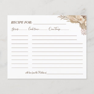 Floral Pampa Grass Recipe Card