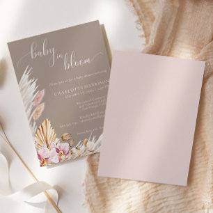 Floral Pampas Grass Baby in Bloom   Baby Shower Invitation