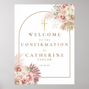 Floral Pampas Grass Confirmation Welcome Sign