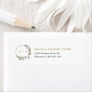 Floral Pampas Grass Wedding Boho Monogram