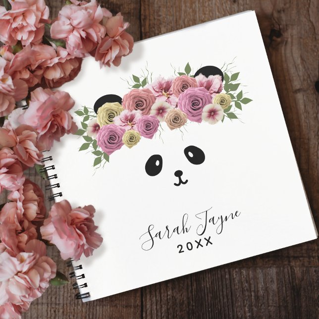 Floral Panda Bear Girl Personalized Notebook (Creator Uploaded)