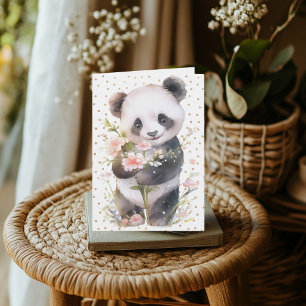 Floral Panda Greeting Card