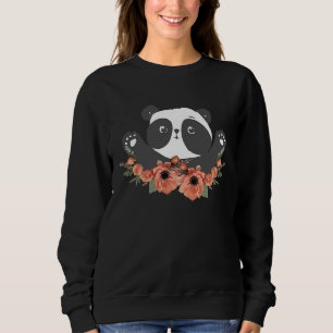 Floral Panda Lover, Zoo Animal Lovers, Funny Bear  Sweatshirt