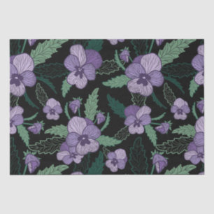 Floral Pansy with Foliage on Dark Background  Tissue Paper