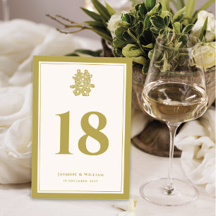 Floral Paper Cut Double Happiness Chinese Wedding Table Number