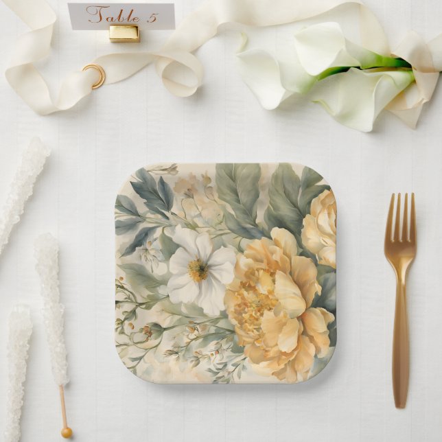 Floral Paper Napkin Paper Plate (Wedding)
