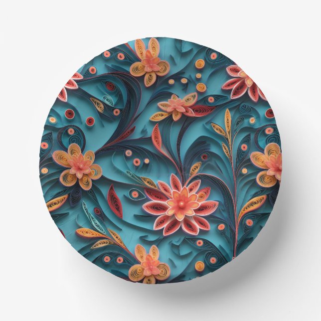 Floral paper pattern Paper Bowls Plate (Front)
