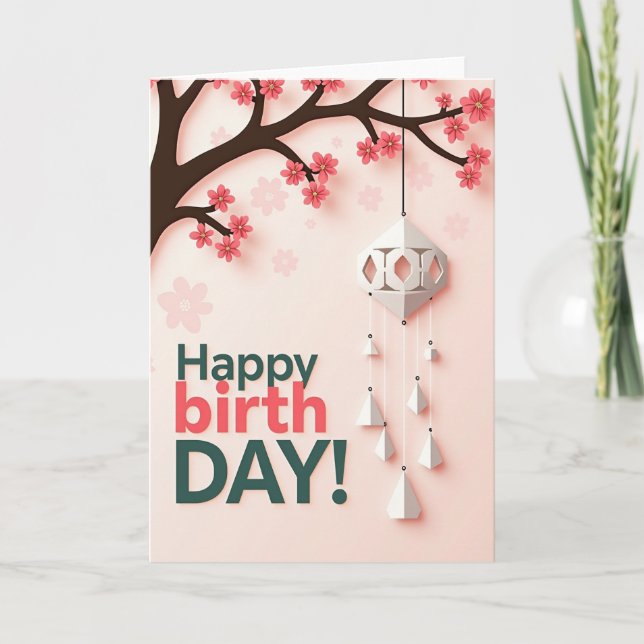 Floral Papercut Birthday Card (Front)