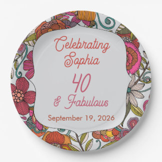 Floral Party Plate 40th birthday