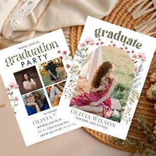Floral Party Wildflower Graduation Garden Senior Invitation