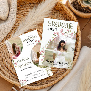 Floral Party Wildflower Graduation Garden Senior Invitation