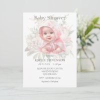 Floral Pastel Baby Girl Shower Invitation