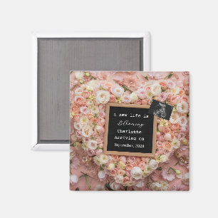 Floral Pastel Baby Reveal pregnancy announcement  Magnet