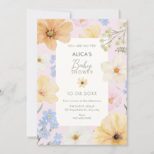 Floral pastel colour baby shower invitation