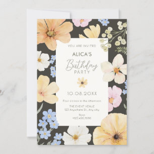 Floral pastel colour birthday invitation