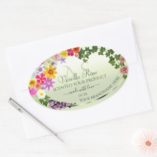Floral Pastel Green Product Labels with Initials
