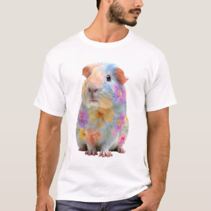 Floral Pastel Guinea Pig Illustration Men T-Shirt