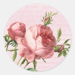 Floral pastel pink rose flower classic round sticker
