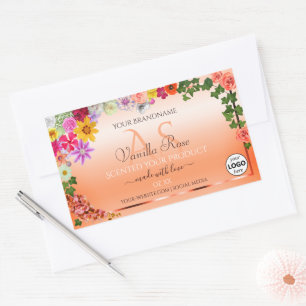 Floral Pastel Salmon Product Labels Monogram Logo