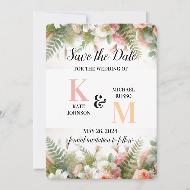 Floral Pastel Simple Save The Date (Front)