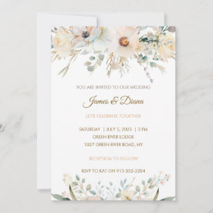 Floral pastel wedding invitation classic