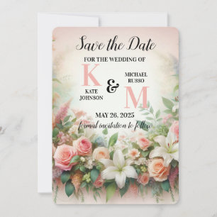 Floral Pastel Wedding Save The Date
