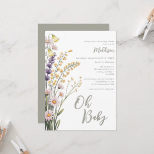 Floral Pastel Wildflowers Oh Baby Shower Invitation