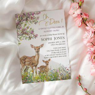 Floral Pastel Woodland Deer Baby Shower Invitation