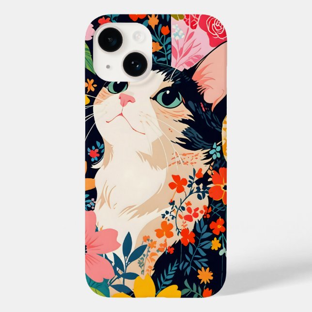 Floral Patchwork Cat Case-Mate iPhone Case (Back)