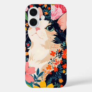 Floral Patchwork Cat iPhone 16 Case