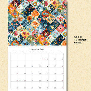 Floral Patchwork Quilt Wall Calendar