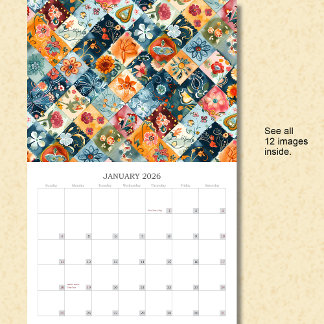 Floral Patchwork Quilt Wall Calendar