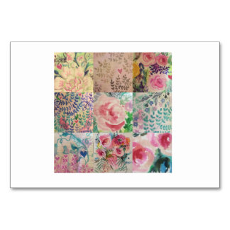 Floral patchwork table number