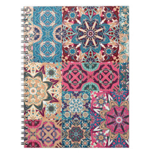 Floral patchwork: vintage chequered pattern. notebook