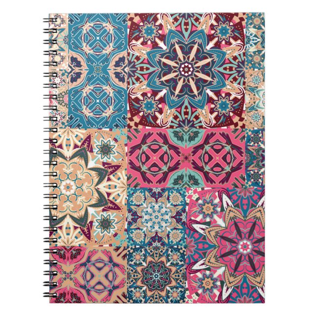 Floral patchwork: vintage chequered pattern. notebook (Front)