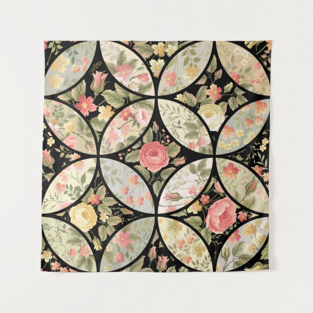Floral Patchwork Vintage Seamless Pattern Tapestry (Front)