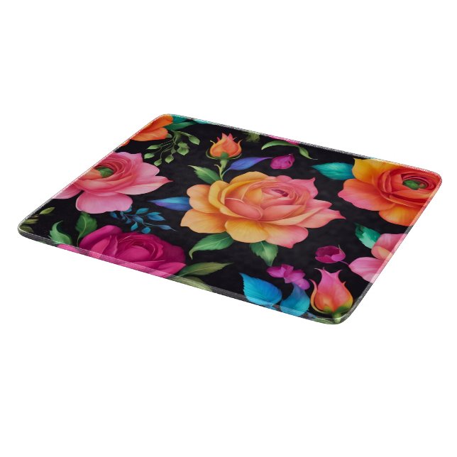Floral Patern Rose Cutting Board (Corner)