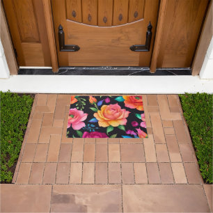 Floral Patern Rose Door Mat