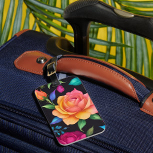Floral Patern Rose Luggage Tag