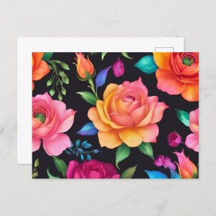 Floral Patern Rose Postcard